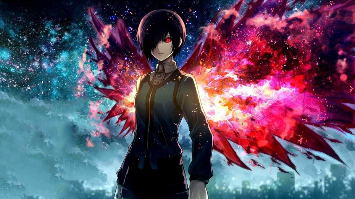Ảnh Nền Anime Cánh Đỏ Giữa Không Gian Vũ Trụ
