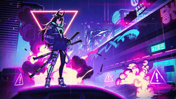 Hình Nền Anime Cyberpunk Neon Thành Phố Tương Lai
